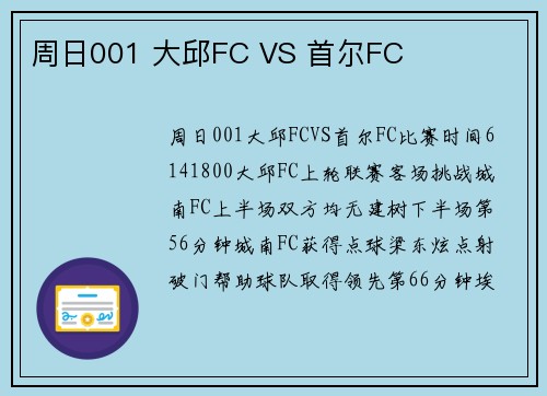周日001 大邱FC VS 首尔FC